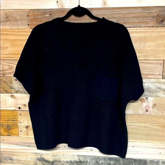 She + Sky size Large Short Sleeve Oversize Black Soft Knit Sweater with Pocket - Picture 1 of 6
